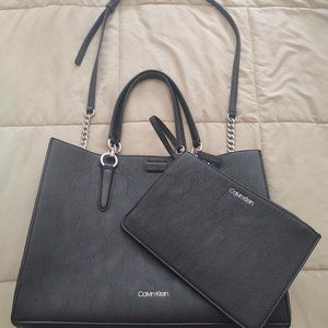 Calvin Klein Black Faux Leather Tote bag
